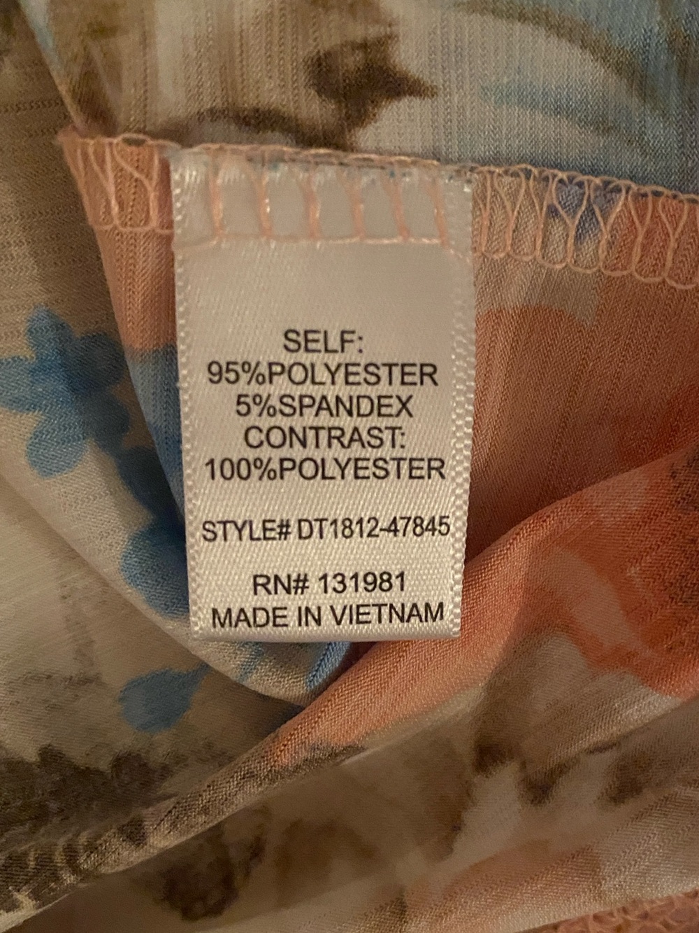 NAIF Peach and Blue Floral Cold-Shoulder Blouse, Size Small - Picture 5 of 8